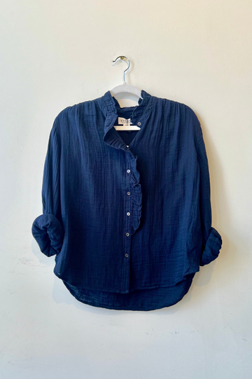 Velvet, Trish Flutter Collared Shirt-Navy