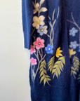 Quenna, Floral Garden Long Cardigan-Navy