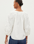 Velvet, Trina Tonal Embroidery Long Sleeve Top- Off White