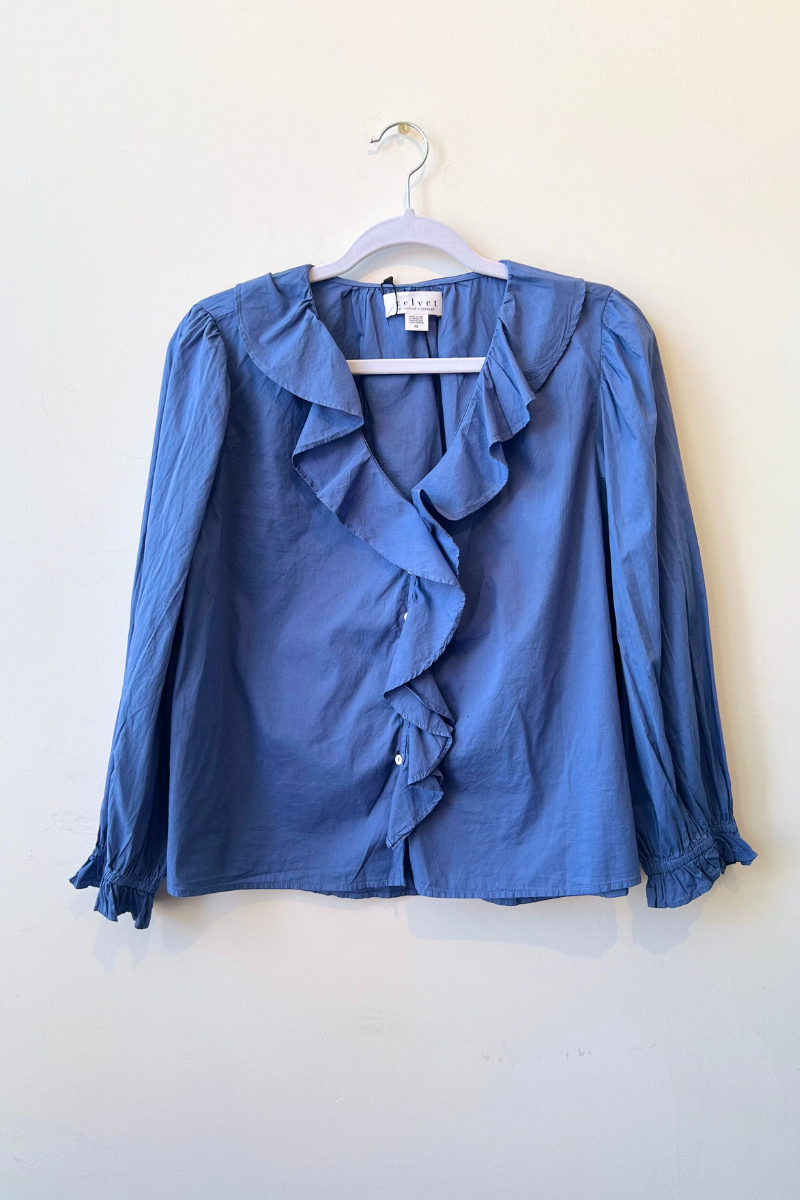 Velvet, Cinthia Collared Shirt-BlueJay