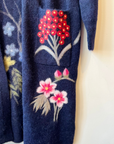 Quenna, Floral Garden Long Cardigan-Navy