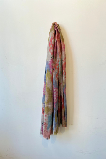 Wool Pastel Print Scarf- Beige