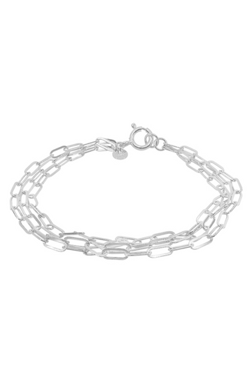 Silver Triple Paperclip Chain Bracelet