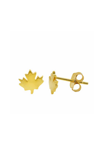 Gold Maple Leaf Stud Earrings
