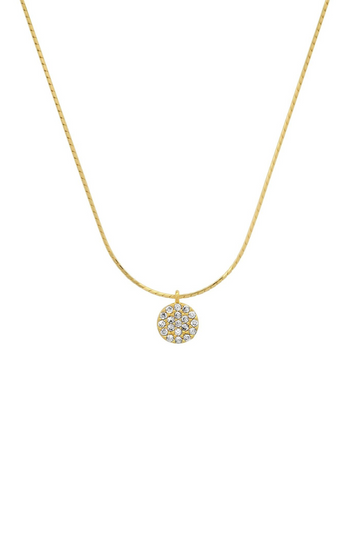 TAI, Gold Vermeil Snake Chain with Pavé Cubic Zirconia Disc