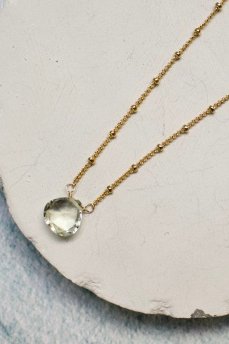 Dainty Semi-Precious Necklace- Gold Bead Chain
