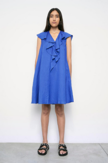 MeiMeiJ, Short Ruffle Dress- Lapis Blue