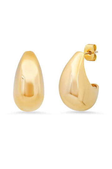 TAI, Puffy Teardrop Gold Huggie Earrings