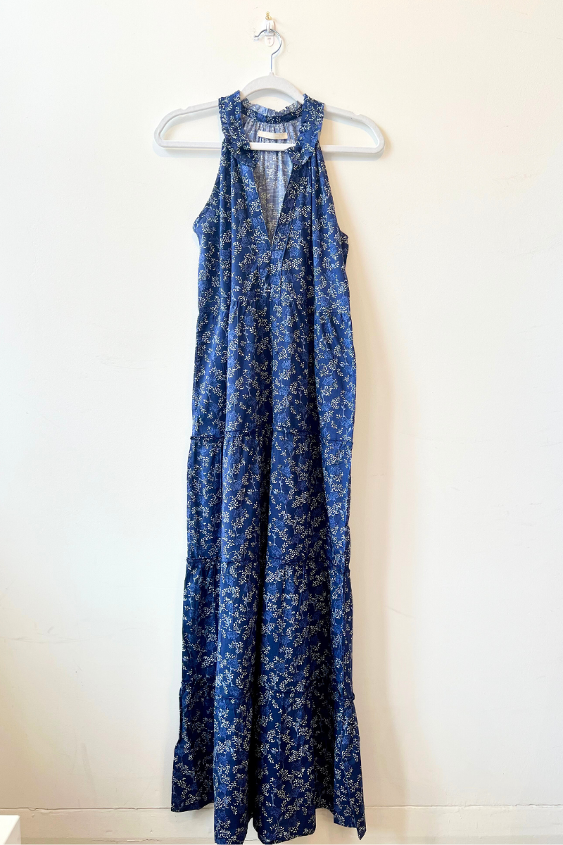 LOLA, Sapphire Long Cotton Dress- Navy