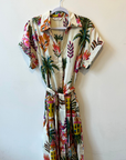 Palme, Cotton Belted Shirt Dress - Floral