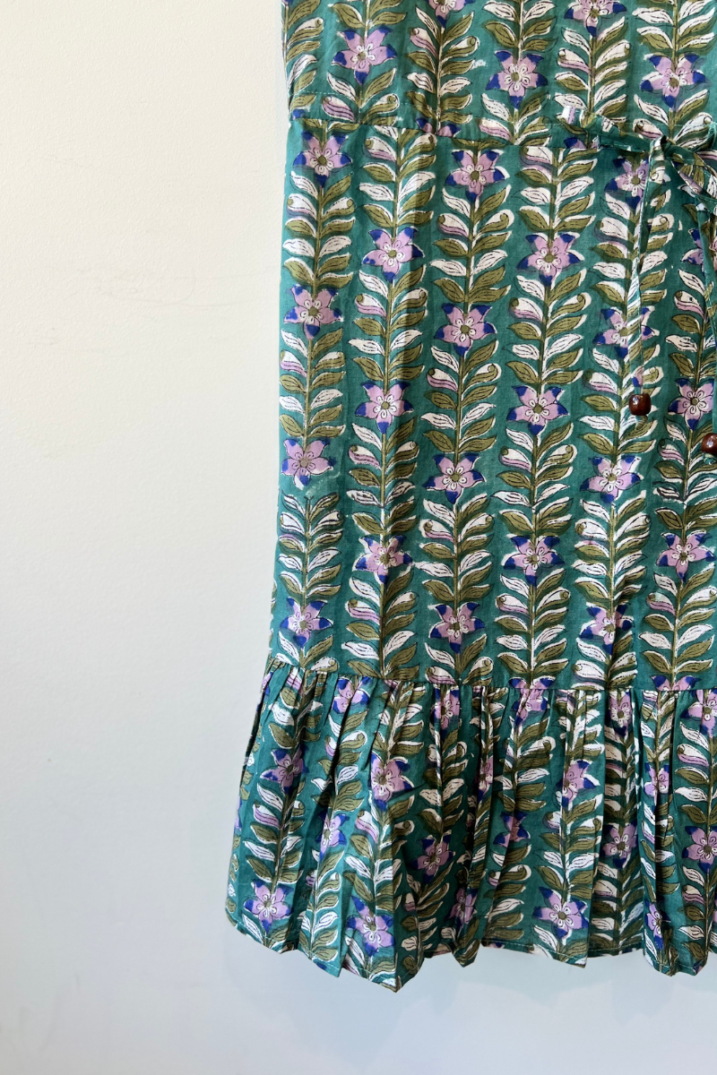 Perry Walker Perry Walker, Tanya Mini Dress- Green Floral – Snapdragon Designs