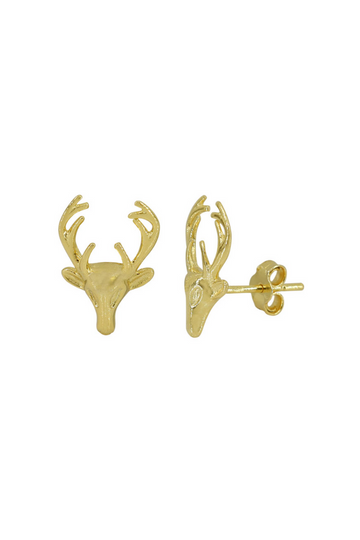 Gold Reindeer Stud Earrings