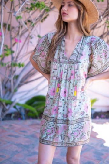 Bell, Angel Dress - Mint and Pink Floral