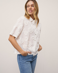 0039 Italy, Bea 3D Embroidered Blouse- White