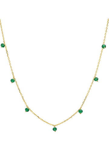 Tai, Emerald Green CZ Station Necklace