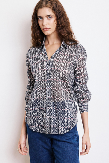 Hartford, Coraz Woven Shirt-Navy & White