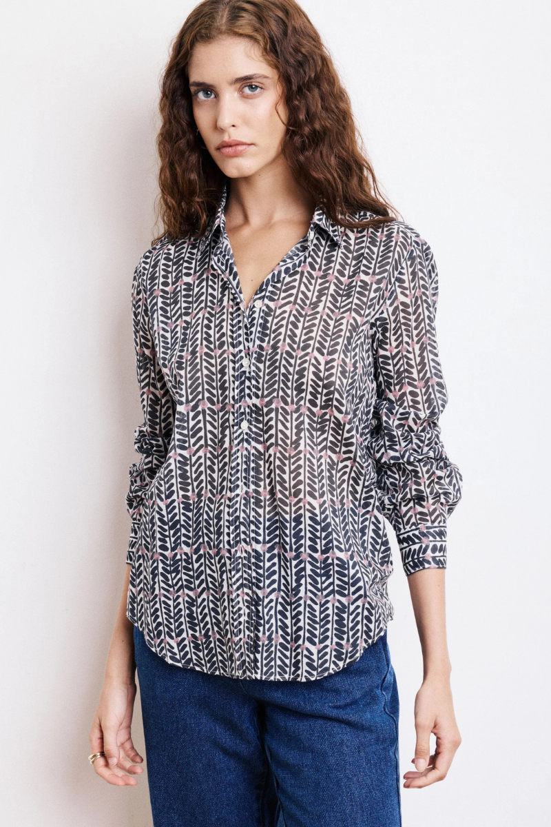 Hartford, Coraz Woven Shirt-Navy & White