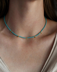 Sidai Designs, 5 Drop Kisongo Necklace- Turquoise/ Gold