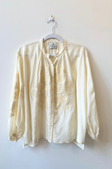Benaras, Silk Soiree Shirt-Ecru