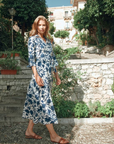 0039 Italy, Havanna Wrap Dress- white w blue flowers