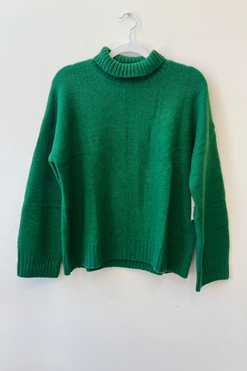 Cashmere T-Neck Sweater- Moss