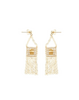 Sidai, XS Pendent Earrings with Chain Tassel - Taupe and Gold