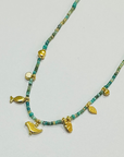 The Makery Collection, Charm Necklace - Turquoise and Gold