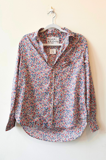 Frank & Eileen, Eileen Relaxed Button Up Shirt - Red, Blue Small Flowers