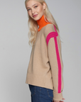 Vilagallo, Jersey Cuello Alto  Sweater-Beige/ Orange