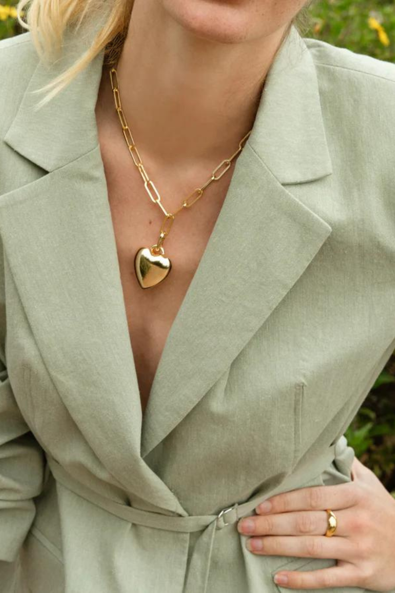 Thatch, Aurelie Puffy Heart Link Necklace