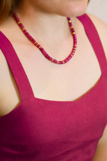 LC, Ashe Steel Necklace - Red