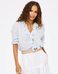 Kerri Rosenthal, Rosen Stripe Blouse- White- Solvang Blue