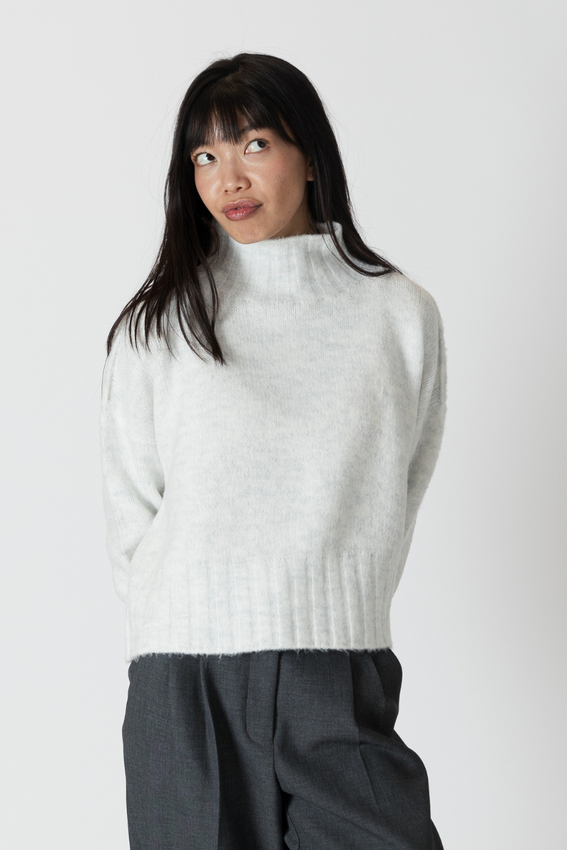 Lyla & Luxe, Calli Mockneck Sweater-Ice Grey