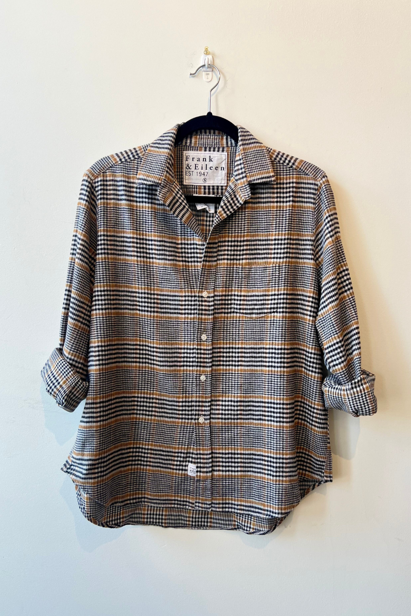 Frank & Eileen, Eileen Relaxed Button-Up Shirt- Camel,Black Plaid