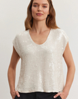 Velvet, Elorie DS Sequin Top- Cream