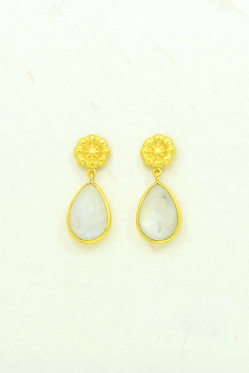 Schmuckoo, Sunflower Earring - Rainbow Moonstone