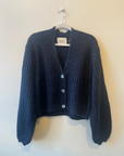 White + Warren, Mohair Luxe Cardigan - Navy