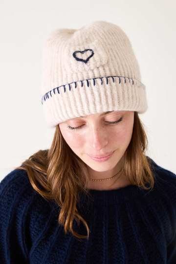 MERSEA, Sailor Love Whipstich Beanie -Cream/Navy