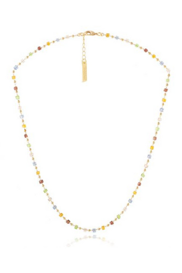 AB, Glass Rosary Necklace with Multi Colour Beads