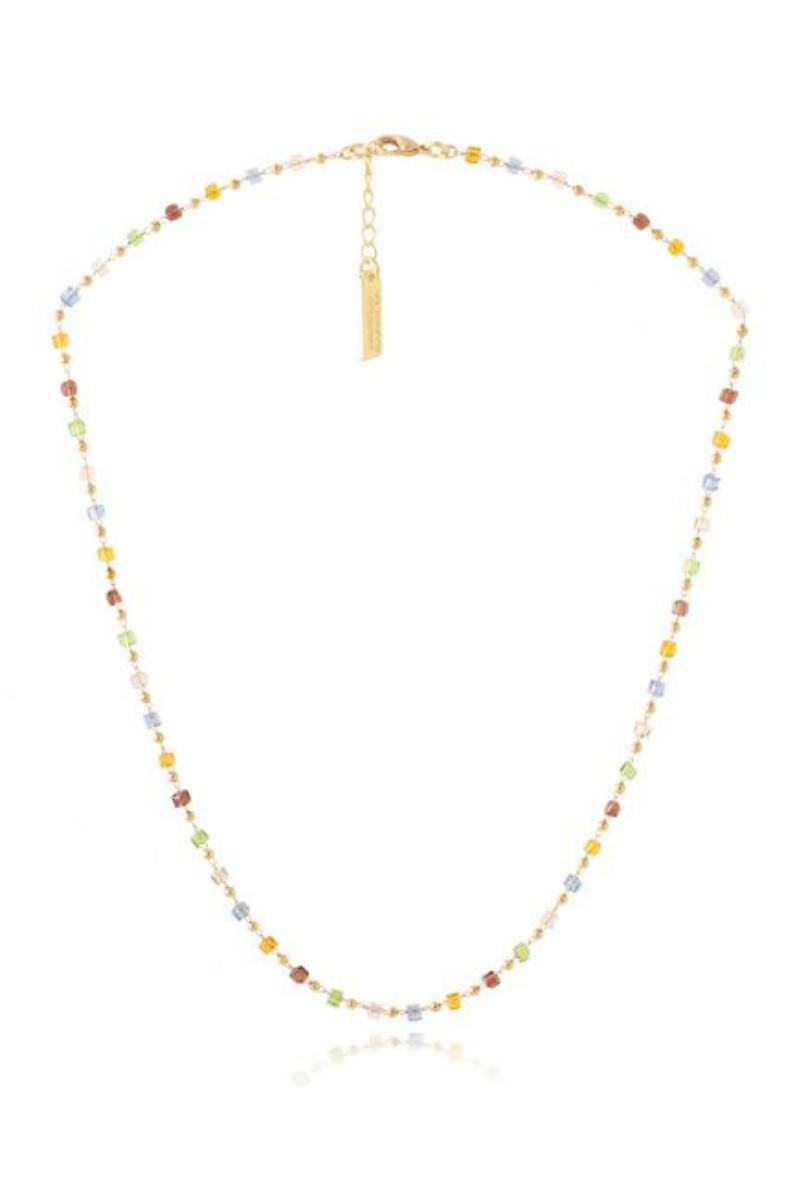 AB, Glass Rosary Necklace with Multi Colour Beads