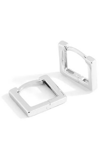 The Makery, Square Huggie Earring- Sterling Silver