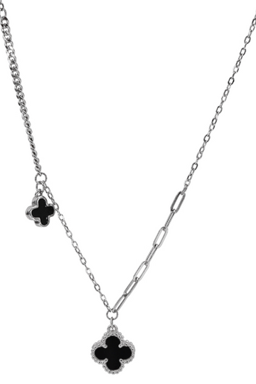 Clover Necklace- Black shell