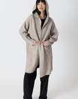 Lyla & Luxe, Darla Long Hooded Ribbed Coat-Driftwood