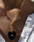 Thatch, Malene Onyx Heart Necklace