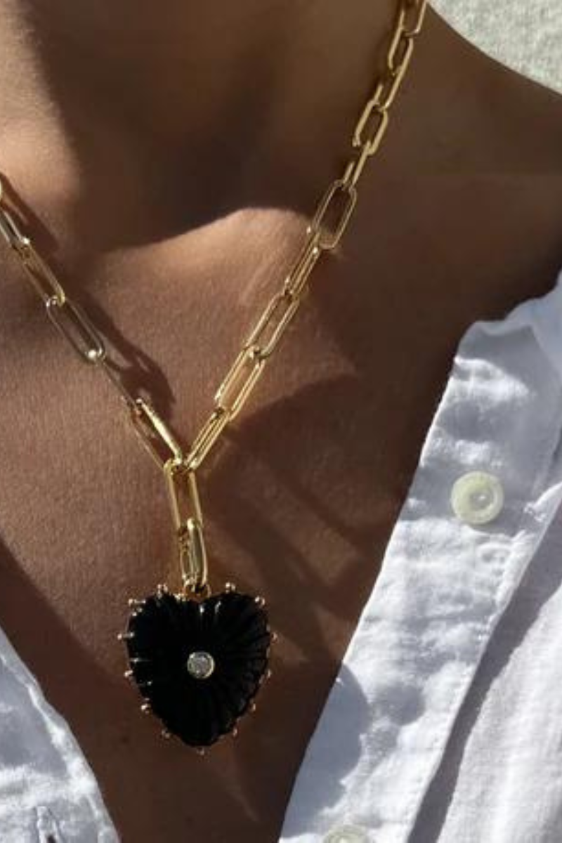 Thatch, Malene Onyx Heart Necklace