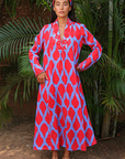 Nimo With Love, Sandalwood Dress - Ikat Red