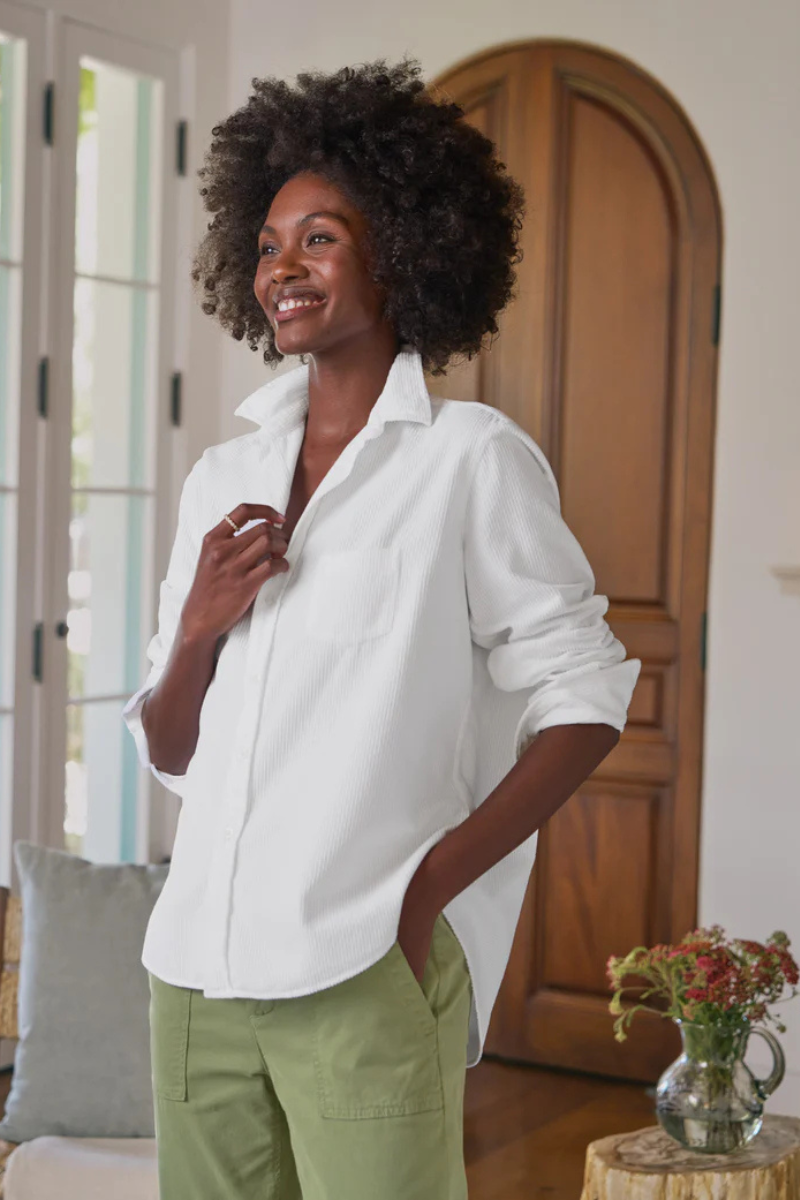 Frank & Eileen, Relaxed Button- Up Shirt- White Corduroy