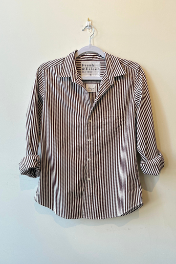 Frank & Eileen, Barry Tailored Button Up Shirt-Brown Stripe