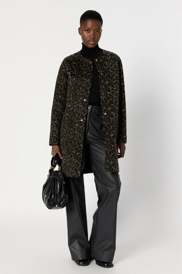Gerard Darel, Matilda Reversible Plain and Leopard Coat - Marron