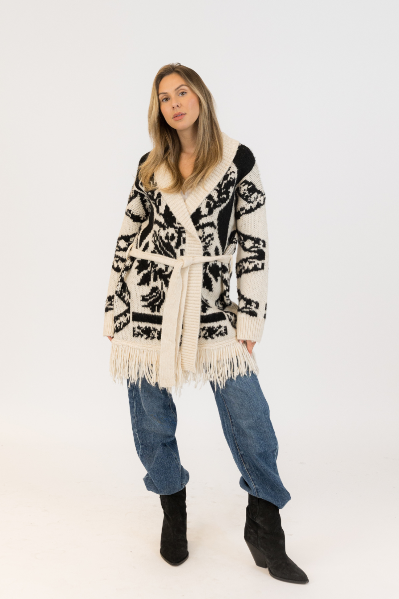 Lyla & Luxe, Zane Cardigan - Beige/Black